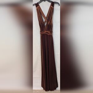 Nwot Revelry Terracotta Dylan Velvet Maxi Dress 6